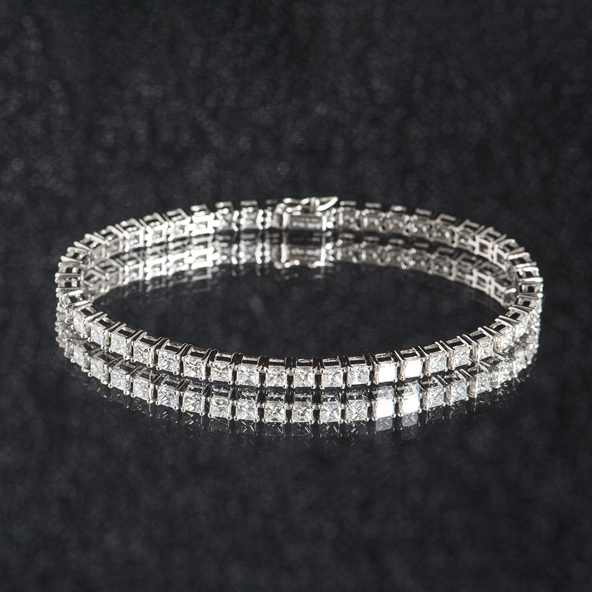White Gold Princess Cut Diamond Line Bracelet 8.47ct